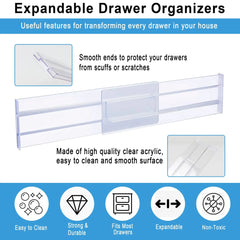 1/2/4/6/8PCS Drawer Wardrobe Dividers Organizers Expandable From Kitchen Drawer Organizer, Clear Plastic Partition Plate Tools
