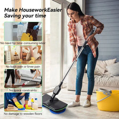 Cordless Electric Mop Handheld Rotating Mop Absorbing Water Footswitch Rechargeable Sweeper Waxing Cleaning for Hardwood Tile