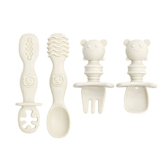 4pcs Silicone Spoon & Fork Set Long & Short Handles for Different Feeding Needs Baby Self-feeding Training Baby Birthday Gift