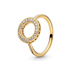 Hot selling 925 sterling silver exquisite gold series ring, sparkling heart-shaped crown ring, fashionable charm jewelry gift