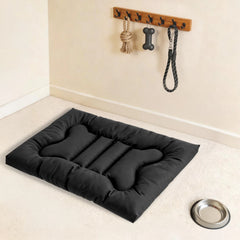 NEWEST Chew Proof Dog Bed, Indestructible for Large Size Durable Dog Crate Pad, Waterproof & Washable Tough Kennel Pet Mats, Suitable for Aggressive Chewers (Black, L-35*22in)