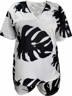 2 Pieces Set Sexy Plus Size Summer Fashion Women Set Female Tops Short