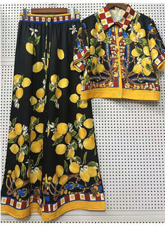 Summer New Fashion Women's Print Suit Lapel Short Sleeve Short Waist