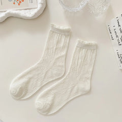 Transparent Crystal Silk Socks Women Fashion Ultra-thin Summer Harajuku Crew Socks Flower Streetwear Elastic Long Mesh Socks
