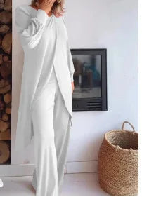 Casual Long Sleeve Tshirt Pants Set Office Lady Spring Summer Elegant