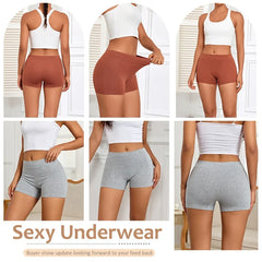 3Pcs Women Cotton Safety Short Seamless Boxer Briefs High Waist Soft Skin Friendly Ladies Anti-Ride Leggings Under Dress Panties