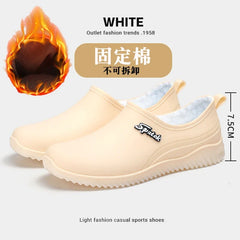 Ladies' fashionable new style waterproof shallow-toe anti-slip rain shoes, wear-resistant kitchen thick-soled short-tube work ru