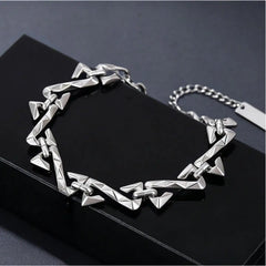 Letter Z Thorn Chain Bracelet for Women Men, Stainless Steel Barbed Wire Link, Gothic Punk Jewelry Gift