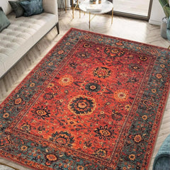 Turkish Style Red Rugs Classic Style Carpet Non Slip Living Room Rug Popular Modern Rug Ottoman Style Boho Rug Entrance Door Mat