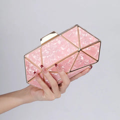 2024 New Women Acrylic Metal Rhombus Evening Bag Chain Shoulder Crossbody Bag Luxury Designer Handbag Party Clutch Dinner Bags