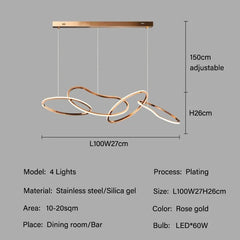 Modern Rings Pendant Lights Black&Golden for Living Dining Room Bedroom Ceiling Chandelier Lamps Indoor Hanging Lighting Fixture