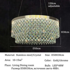Luxury Crystal Chandelier Light Ceiling Hanging Lamps Home Decoration Dining Room Chandeliers Lights Lighting for Living Room