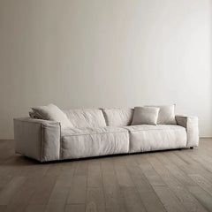 Linen fabric sofa small living room tofu block three-seater inline retro sofa