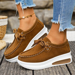 Basic Color Platform Loafers for Women Spring Light Thick Sole Wedge