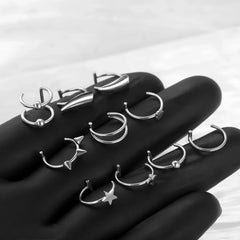1PC Stainless Steel Fake Nose Ring Hoop Septum Rings Non-Pierced C