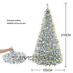 150CM Foldable Christmas Tree with Decorative Lights EU UK US Plug PVC Material for Dining Rooms Christmas Gifts