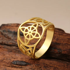 LIKGREAT Witch Knot Ring for Women Men Hollow Stainless Steel Finger Rings Celtic Vintage Amulet Protection Couple Jewelry Gifts