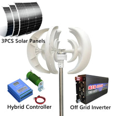 3000W Wind Turbie Generator 12V 24V 48V With Free MPPT Controller PV Solar Panel Off Grid System Free Energy 220V For Home