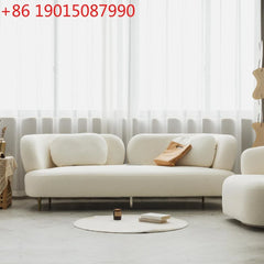 Wabi-sabi wind lamb wool three-person sofa combination light luxury small apartment designer creative beauty reception