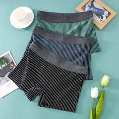 3PCS/Pack 100% Cotton Soft Panties Woman Trendy Striped Female Underwear Summer Breathable High Elastic Mid-rise Waist Boyshort