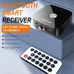 VIKEFON NFC Bluetooth 5.4 Audio Receiver 3.5mm AUX R/L RCA Stereo Lossless Music Wireless Adapter USB U-Disk Play Remote Control