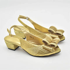 Latest Shoes and Bag Set for Women 2025 Plus Size Heels 43 Low Heels Italian Women Shoes with Bag Set Decorated with Rhinestone