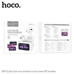 HOCO EW72 Lite Wireless Touch Screen Bluetooth Headset LED Power Display In Ear Sport Game Headphones with Charging Box White