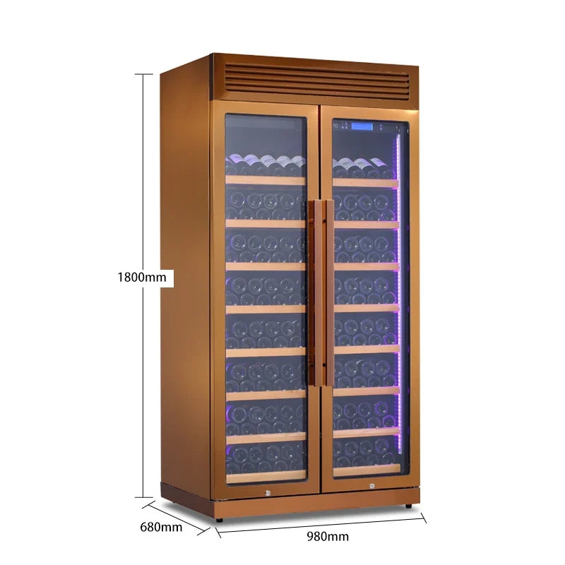 Two Door Compressor Wine Cooler Stainless Steel Beverage Fridge for Wine Champagne Bar Club Home Kitchen Party Storage Pro