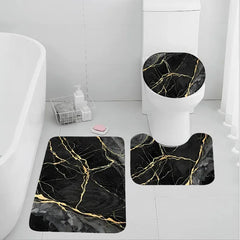 VIKAMA Gold Thread Marble Bathroom Rug Set 3PCS Non-Slip Absorbent Floor Mat Luxury Bath Carpet Single Or Full Set Sale