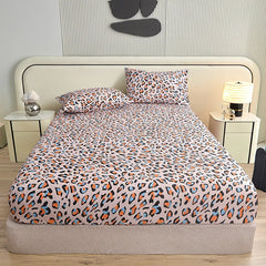 3pcs/set or 1pcs Leopard Print Fitted Sheet, Animal Pattern Bedding