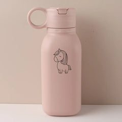 450ml Custom Name Silicone Straw Cup, Personalized Cartoon Pattern