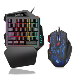 V100™ One-Handed Wired Gaming Keyboard – 35-Key LED Backlit, Waterproof, Wrist Support, Multimedia FN Keys, Keyboard Only, + A907 Mouse & + H300 Mouse Combos | FlipStylez LLC®