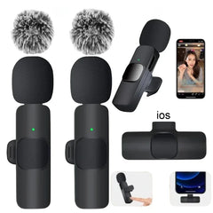 Basix 2.4G Wireless Lavalier Microphone Portable Audio Video Recording Mini Mic for iPhone Android Live Broadcast Gaming Phone