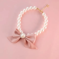 1Pcs New Pet Collar Pearl Bow Necklace Cat Jewelry Cute Collar Puppy Accessories Dog Chain Chihuahua Wedding Jewelry Stuff