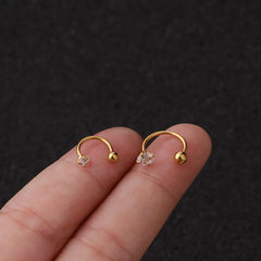 2pcs Stainless Steel Crystal CZ Tragus Piercing Helix Studs Earrings