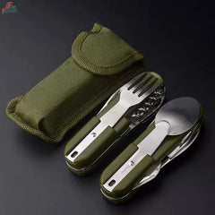 Camping Gear 5-in-1 Stainless Steel Travel Set, Multifunctional