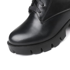 SIMLOVEYO Rubber Lace Up Black Autumn Chunky Boots big size 46 Ankle Boots Women Platform Shoes Ladies shoes women shoes Hot