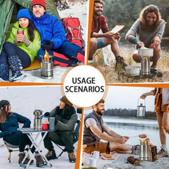 Outdoor Camping Portable Wood Stove Stainless Steel Double-Layer Heat-Concentrating Split Stackable Picnic Backpack Stove