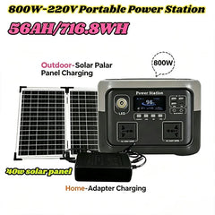 New 800W 716.8WH Portable Power Station 600W/800W Solar Generator Backup Power Bank for Outdoor Camping Home Emergency RV Travel