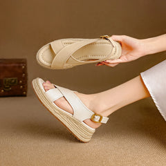 EAGSITY wedges sandals platform sandals Women shoes high heel espadrilles shoes pumps rope sole shoes casual jute sandals