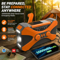 Emergency Radio Solar Hand Crank NOAA Weather Radio 10000mAh Power Bank Portable AM FM Radio Survival Camping Gear Emergency Phone Charger With Dual Speaker Stereo 4-In-1 Multi-function Survival Kit For Home Outdoor Emergency