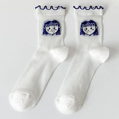 Transparent Crystal Silk Socks Women Fashion Ultra-thin Summer Harajuku Crew Socks Flower Streetwear Elastic Long Mesh Socks