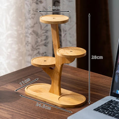 1pc Stable Bamboo Plant Stand Tree-Shaped Multi-Tier Flower Pot Holder Desktop Decor Flowerpot Tray Home Office