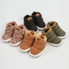 Baby Unisex Warm Snow Boots Newborn Leather Fur Sole Toddler Prewalker Winter Crib Shoes