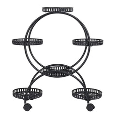Heavy Duty Metal Plant Stand with Lockable Wheels Garden Cart Flower Pots Holder for Indoor Outdoor Use