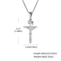 Stainless Steel Cross Necklace Catholicism Jesus Pendant Gold Color Collar Church Prayer Faith Jewelry for Men Women Gift