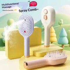 Electric Steam Hair Straightening Brush Water Spray Wet Dry Use USB-C Fast Charging Portable Hair Tool for Salon Travel Use