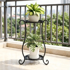 Elegant  Metal Flower Stand, European Style Floor Plant Display Rack, Multi-tier Flower Pot Holder for Home Garden Balcony