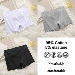 3Pcs Women Cotton Safety Short Seamless Boxer Briefs High Waist Soft Skin Friendly Ladies Anti-Ride Leggings Under Dress Panties