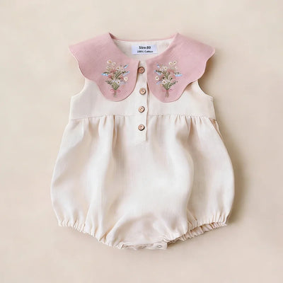 0-2y Baby Girls Clothes Cotton Linen Sleeveless Infant Girl Rompers